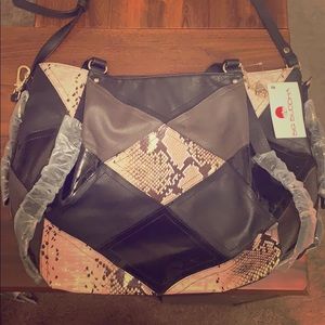 Black/snake skin pattern faux leather bag